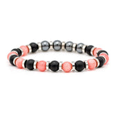 Elegant Onyx, Chalcedony, and Hematite bracelet for men, displayed on white background, featuring natural stones and minimalist design.